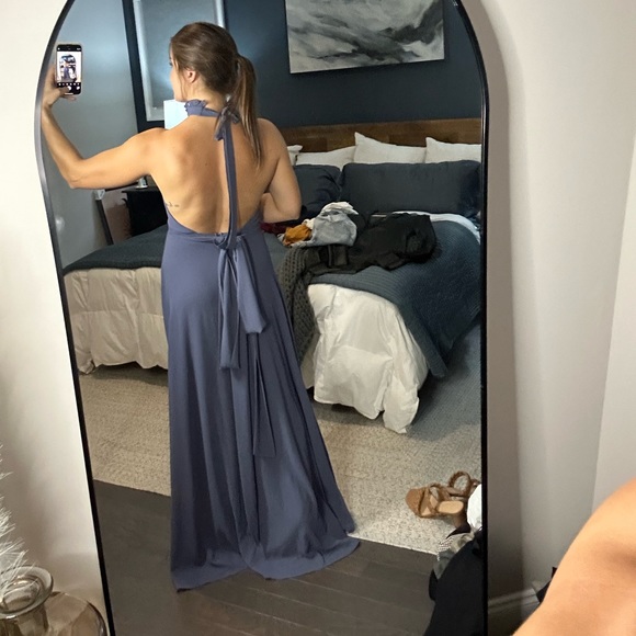 Lulus LONG dress size LARGE periwinkle blue for sale - worn ONCE - Picture 2 of 7